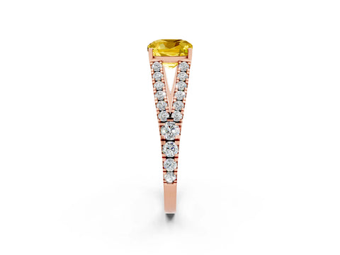 Rose gold Cushion Cut Cut Split Shank Pave Diamond Engagement Ring with Four-Prong Setting_2
