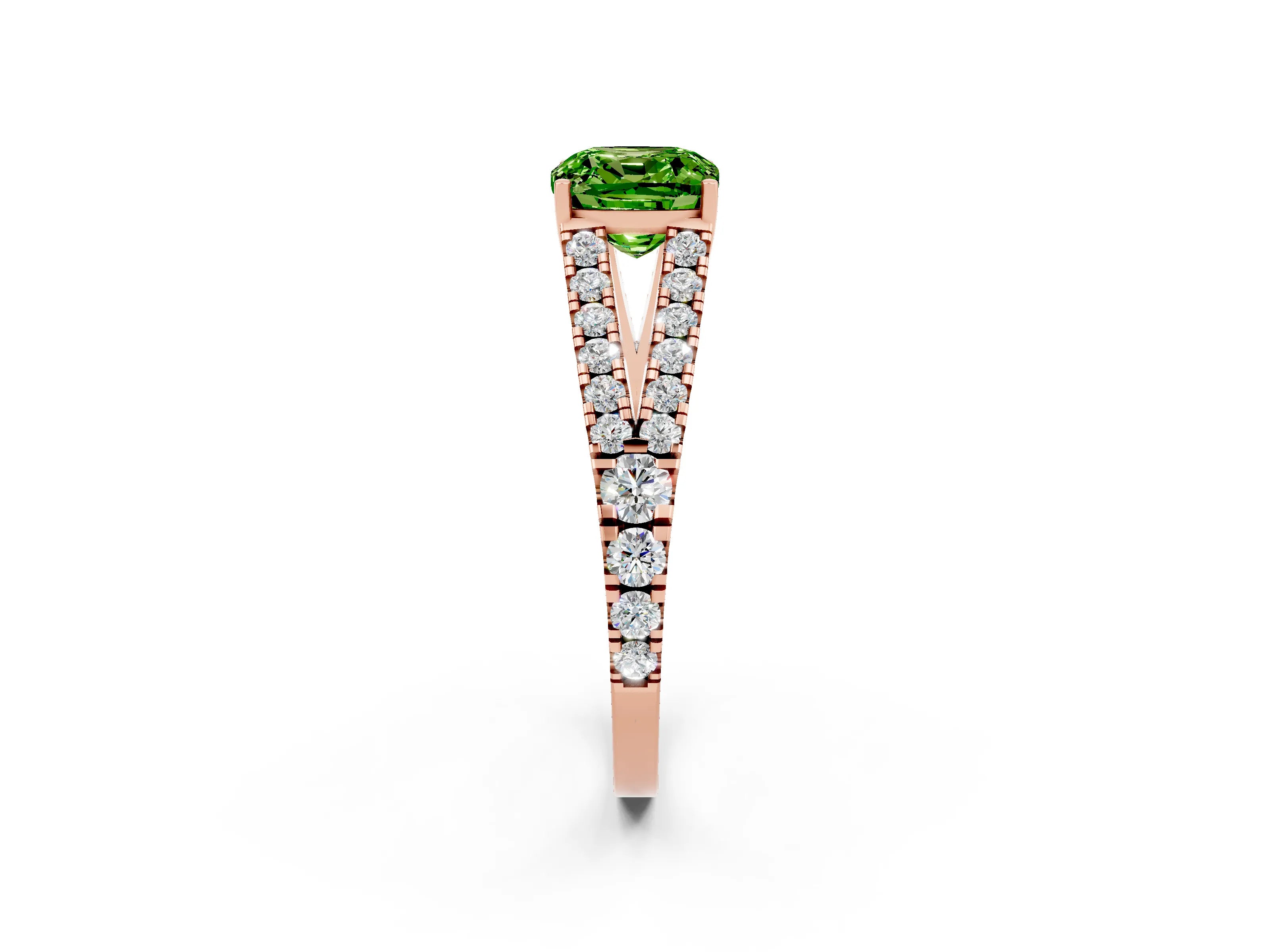 Rose gold Cushion Cut Cut Split Shank Pave Diamond Engagement Ring with Four-Prong Setting_2