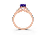 Rose gold Cushion Cut Cut Split Shank Pave Diamond Engagement Ring with Four-Prong Setting_3