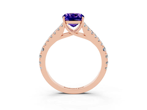 Rose gold Cushion Cut Cut Split Shank Pave Diamond Engagement Ring with Four-Prong Setting_3