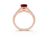 Rose gold Cushion Cut Cut Split Shank Pave Diamond Engagement Ring with Four-Prong Setting_3
