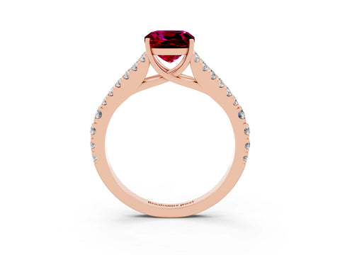Rose gold Cushion Cut Cut Split Shank Pave Diamond Engagement Ring with Four-Prong Setting_3