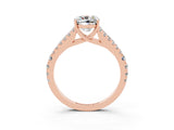 Rose gold Cushion Cut Cut Split Shank Pave Diamond Engagement Ring with Four-Prong Setting_3