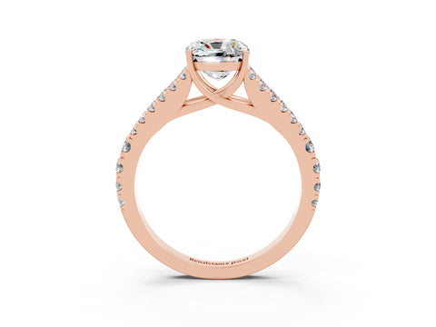 Rose gold Cushion Cut Cut Split Shank Pave Diamond Engagement Ring with Four-Prong Setting_3