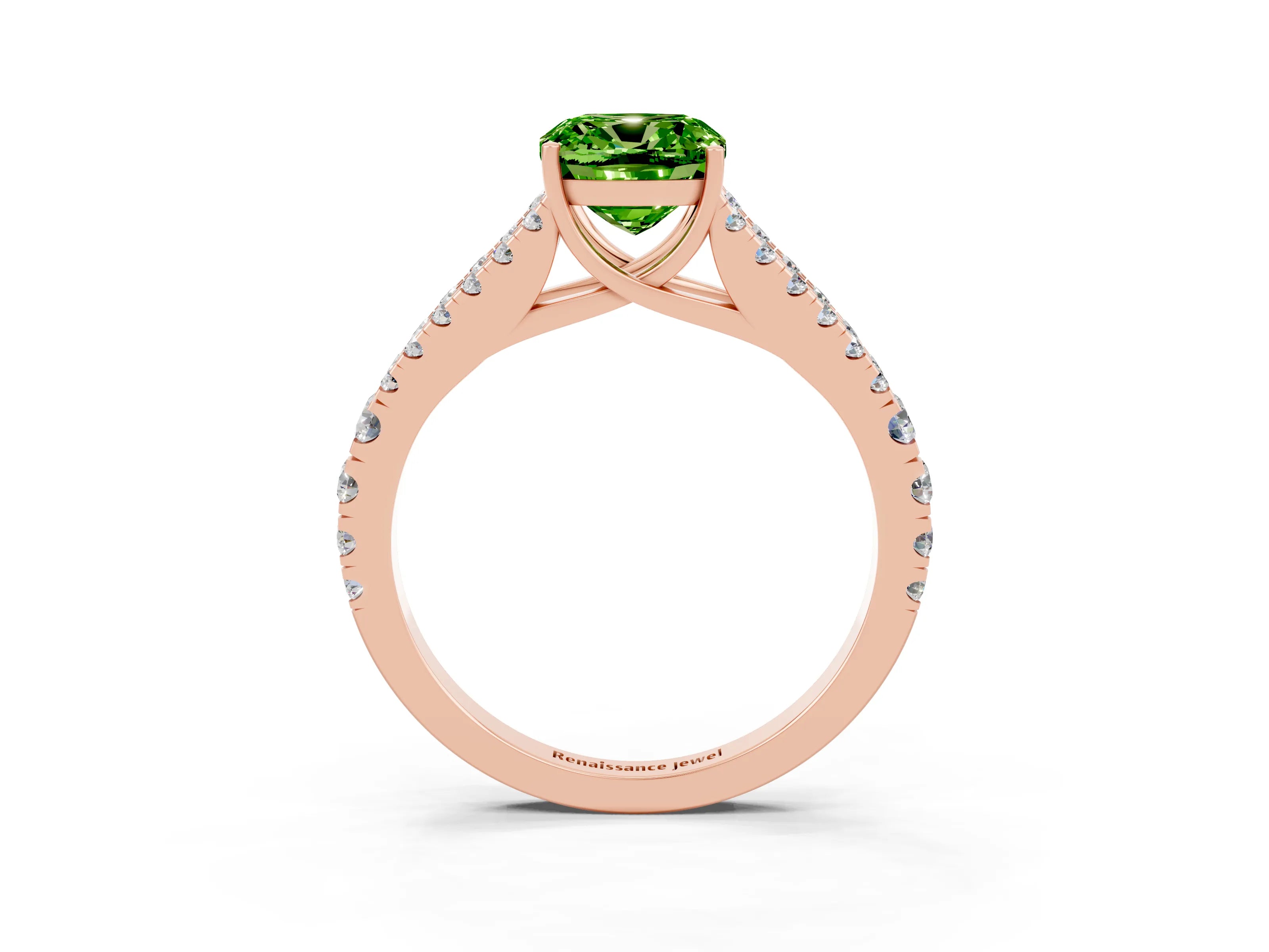 Rose gold Cushion Cut Cut Split Shank Pave Diamond Engagement Ring with Four-Prong Setting_3