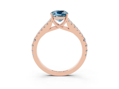 Rose gold Cushion Cut Cut Split Shank Pave Diamond Engagement Ring with Four-Prong Setting_3