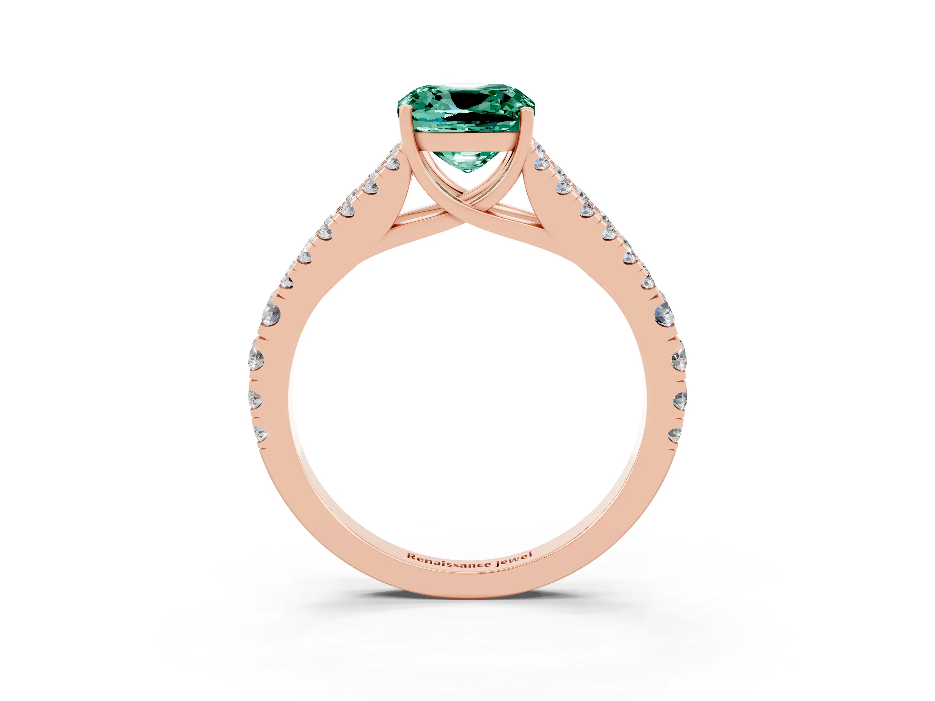 Rose gold Cushion Cut Cut Split Shank Pave Diamond Engagement Ring with Four-Prong Setting_3