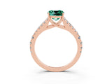 Rose gold Cushion Cut Cut Split Shank Pave Diamond Engagement Ring with Four-Prong Setting_3
