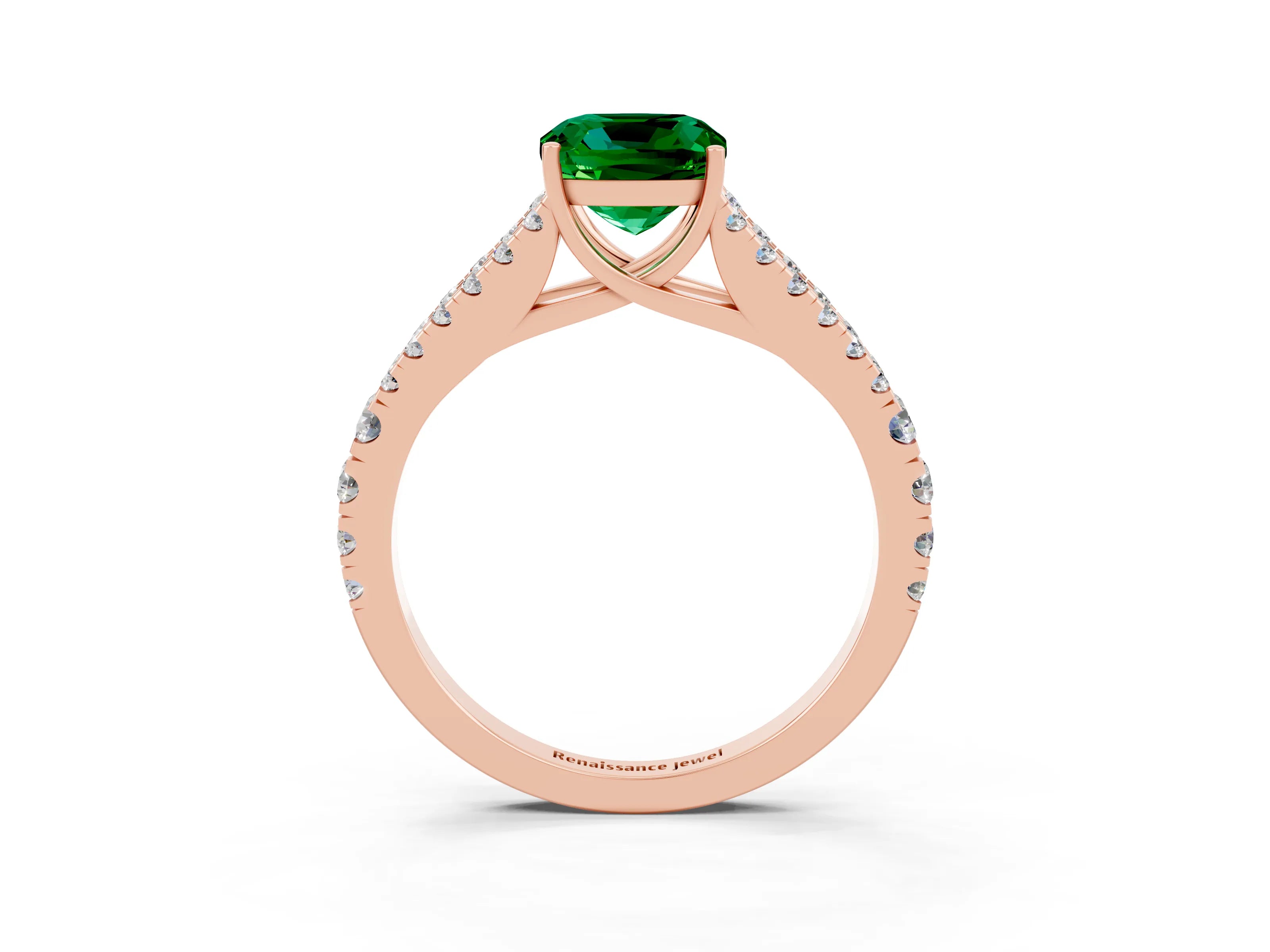 Rose gold Cushion Cut Cut Split Shank Pave Diamond Engagement Ring with Four-Prong Setting_3