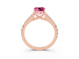 Rose gold Cushion Cut Cut Split Shank Pave Diamond Engagement Ring with Four-Prong Setting_3