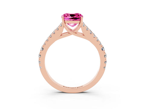 Rose gold Cushion Cut Cut Split Shank Pave Diamond Engagement Ring with Four-Prong Setting_3