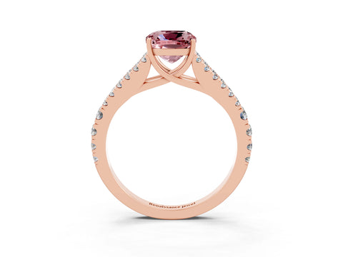 Rose gold Cushion Cut Cut Split Shank Pave Diamond Engagement Ring with Four-Prong Setting_3