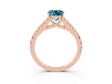 Rose gold Cushion Cut Cut Split Shank Pave Diamond Engagement Ring with Four-Prong Setting_3