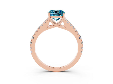 Rose gold Cushion Cut Cut Split Shank Pave Diamond Engagement Ring with Four-Prong Setting_3
