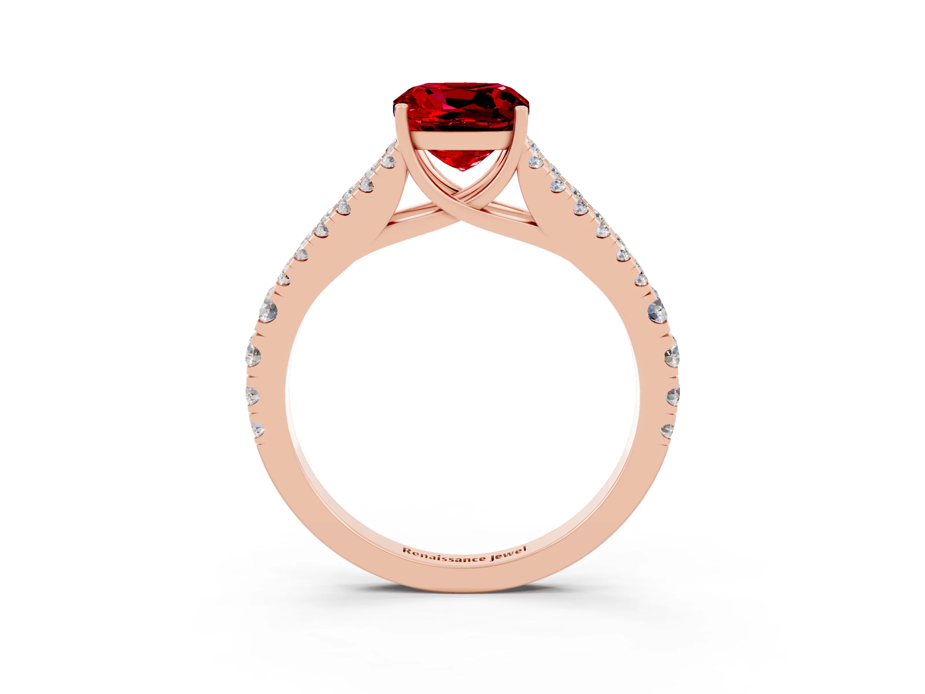 Rose gold Cushion Cut Cut Split Shank Pave Diamond Engagement Ring with Four-Prong Setting_3
