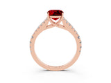 Rose gold Cushion Cut Cut Split Shank Pave Diamond Engagement Ring with Four-Prong Setting_3