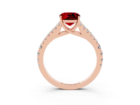 Rose gold Cushion Cut Cut Split Shank Pave Diamond Engagement Ring with Four-Prong Setting_3