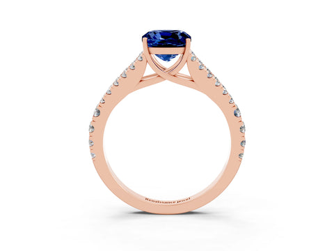Rose gold Cushion Cut Cut Split Shank Pave Diamond Engagement Ring with Four-Prong Setting_3