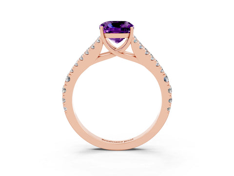 Rose gold Cushion Cut Cut Split Shank Pave Diamond Engagement Ring with Four-Prong Setting_3