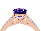 Rose gold Cushion Cut Cut Split Shank Pave Diamond Engagement Ring with Four-Prong Setting_4