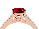 Rose gold Cushion Cut Cut Split Shank Pave Diamond Engagement Ring with Four-Prong Setting_4
