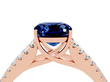 Rose gold Cushion Cut Cut Split Shank Pave Diamond Engagement Ring with Four-Prong Setting_4