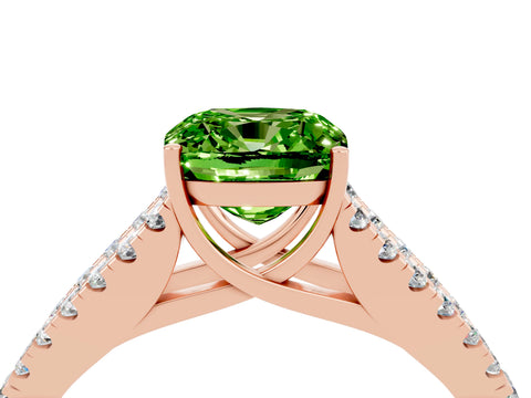 Rose gold Cushion Cut Cut Split Shank Pave Diamond Engagement Ring with Four-Prong Setting_4