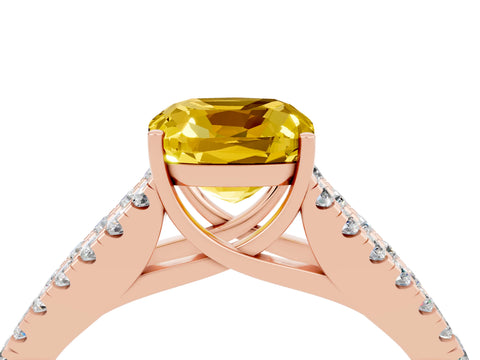 Rose gold Cushion Cut Cut Split Shank Pave Diamond Engagement Ring with Four-Prong Setting_4