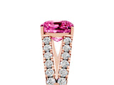 Rose gold Cushion Cut Cut Split Shank Pave Diamond Engagement Ring with Four-Prong Setting_5
