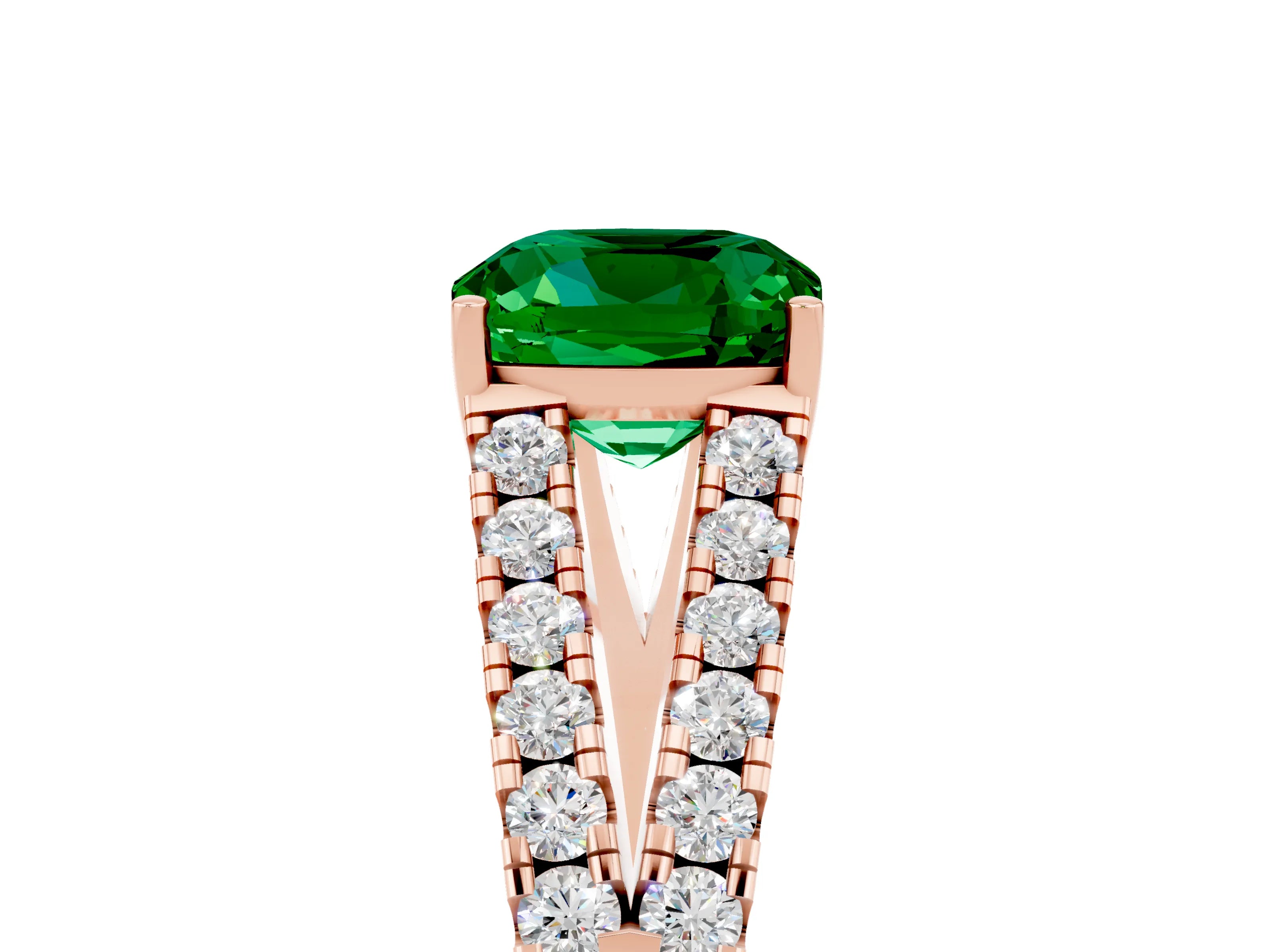 Rose gold Cushion Cut Cut Split Shank Pave Diamond Engagement Ring with Four-Prong Setting_5