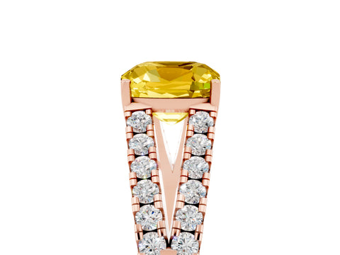 Rose gold Cushion Cut Cut Split Shank Pave Diamond Engagement Ring with Four-Prong Setting_5