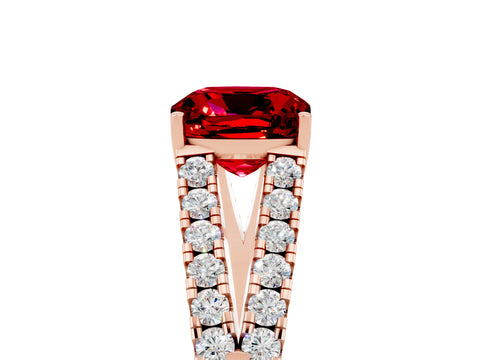 Rose gold Cushion Cut Cut Split Shank Pave Diamond Engagement Ring with Four-Prong Setting_5
