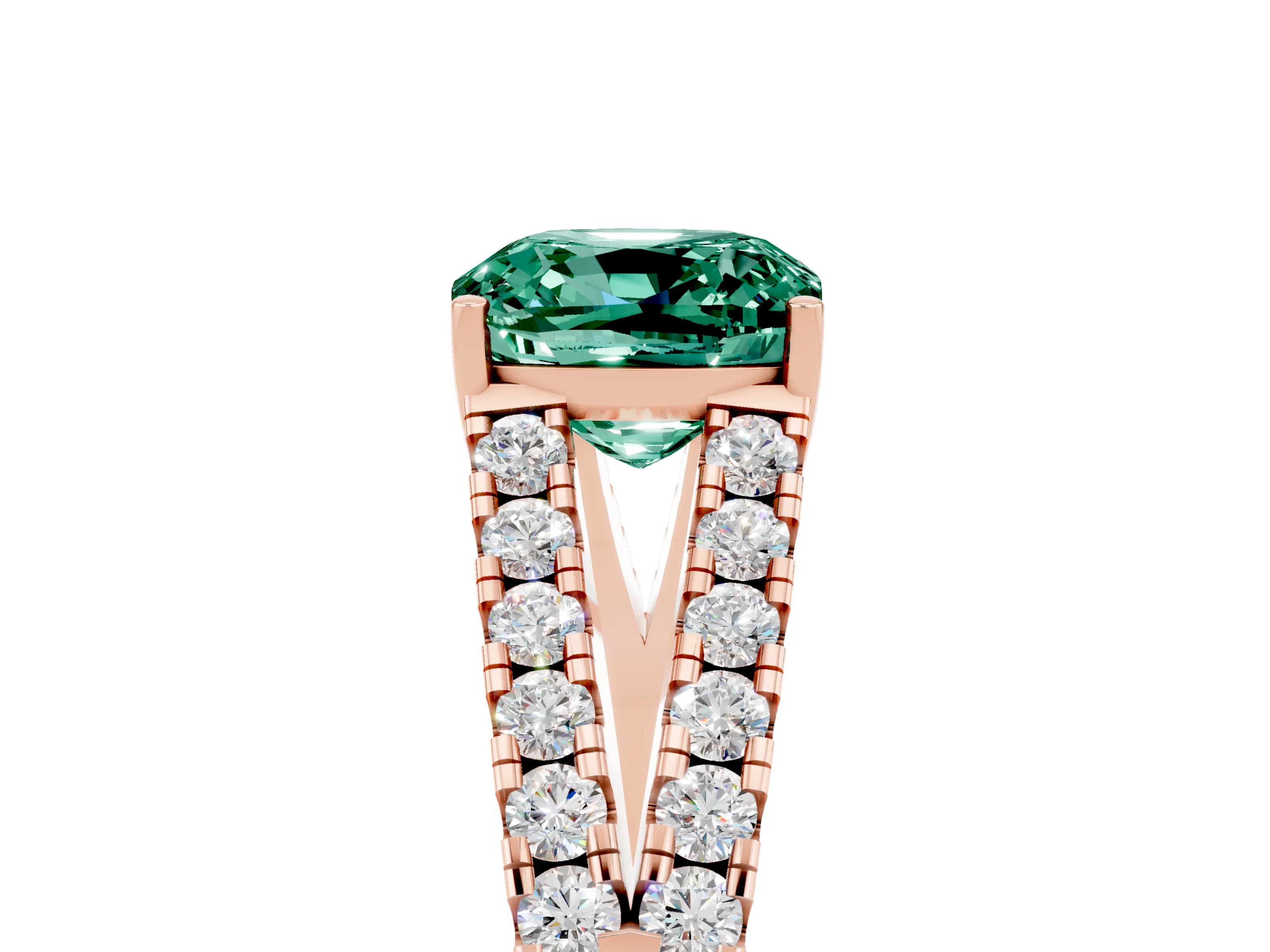 Rose gold Cushion Cut Cut Split Shank Pave Diamond Engagement Ring with Four-Prong Setting_5