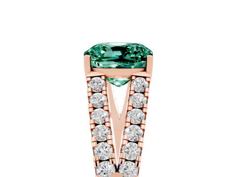 Rose gold Cushion Cut Cut Split Shank Pave Diamond Engagement Ring with Four-Prong Setting_5