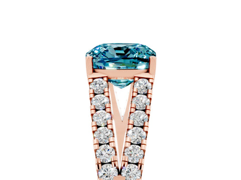 Rose gold Cushion Cut Cut Split Shank Pave Diamond Engagement Ring with Four-Prong Setting_5