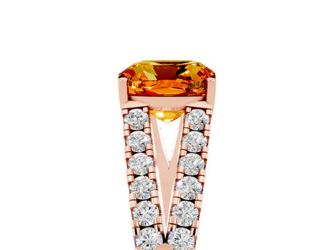 Rose gold Cushion Cut Cut Split Shank Pave Diamond Engagement Ring with Four-Prong Setting_5