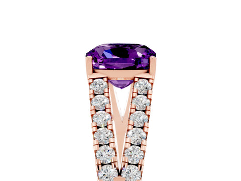 Rose gold Cushion Cut Cut Split Shank Pave Diamond Engagement Ring with Four-Prong Setting_5