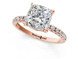 Rose gold Cushion Cut Diamond Brilliant Solitaire Ring with Pavé Band and Four-Prong Setting_16