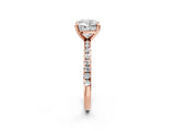 Rose gold Cushion Cut Diamond Brilliant Solitaire Ring with Pavé Band and Four-Prong Setting_17