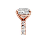 Rose gold Cushion Cut Diamond Brilliant Solitaire Ring with Pavé Band and Four-Prong Setting_20