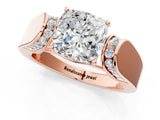 Rose gold Cushion Cut Diamond Channel Set Solitaire Ring with Four-Prong Setting_13
