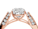 Rose gold Cushion Cut Diamond Channel Set Solitaire Ring with Four-Prong Setting_16