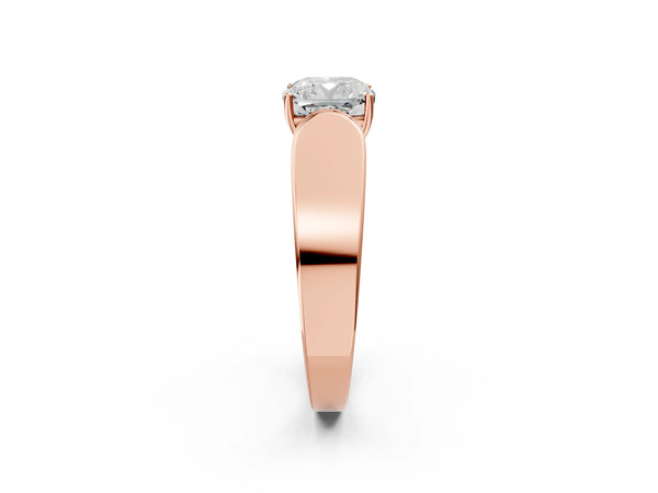 Rose Gold Cushion Cut Channel Set Engagement Ring Setting with Accented Shoulders on Wide Band