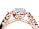Rose gold Cushion Cut Diamond Channel Set Solitaire Ring with Four-Prong Setting_28