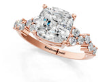 Rose gold Cushion Cut Diamond Cluster Pavé Band with Four-Prong Setting_13