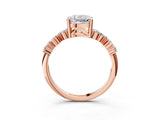 Rose gold Cushion Cut Diamond Cluster Pavé Band with Four-Prong Setting_15