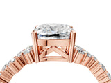 Rose gold Cushion Cut Diamond Cluster Pavé Band with Four-Prong Setting_16