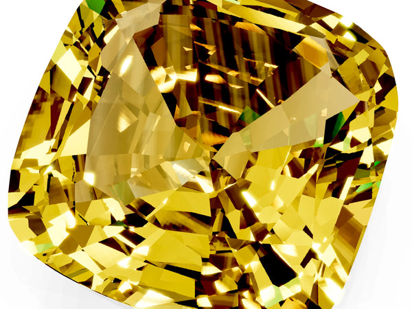 Rose gold Cushion Cut Yellow Sapphire Scattered Round Accent Ring with Prong Setting