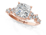 Rose gold Cushion Cut Diamond Cluster Pavé Band with Four-Prong Setting_4