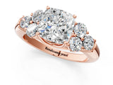 Rose gold Cushion Cut Diamond Cluster Ring with Round Accent Stones and Prong Setting on a Classic Band_62